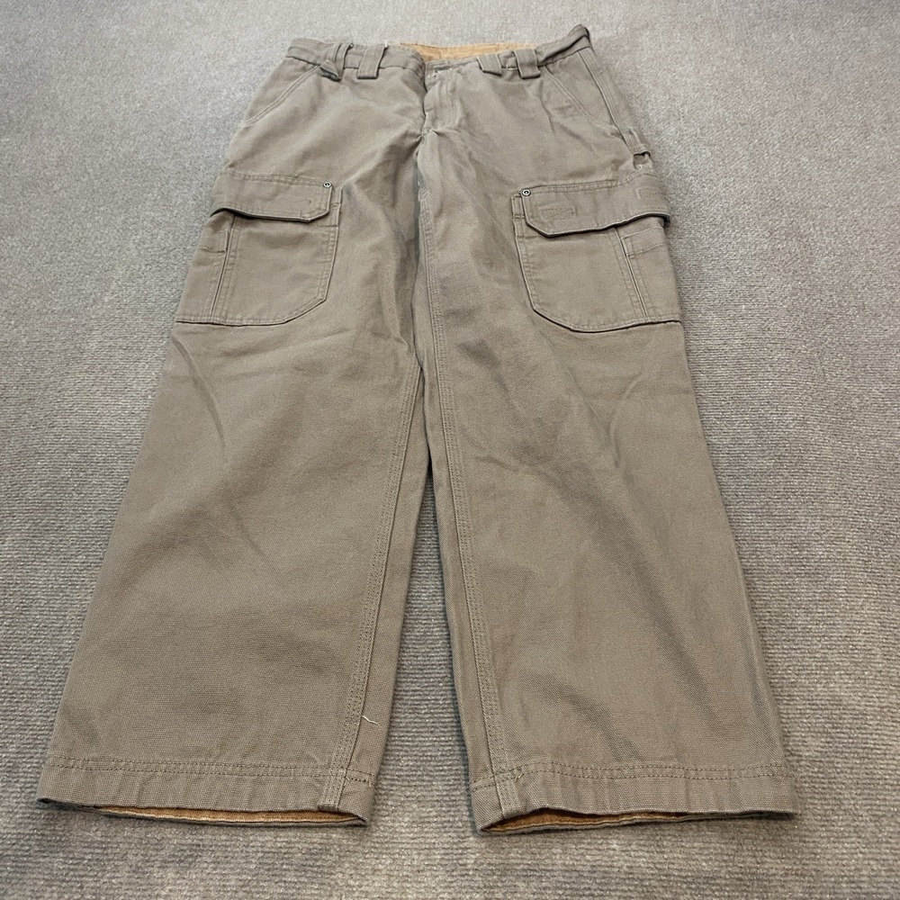Duluth Pants Mens‎ 34 Fits 33x29 Brown Canvas Cargo Pockets Heavyweight